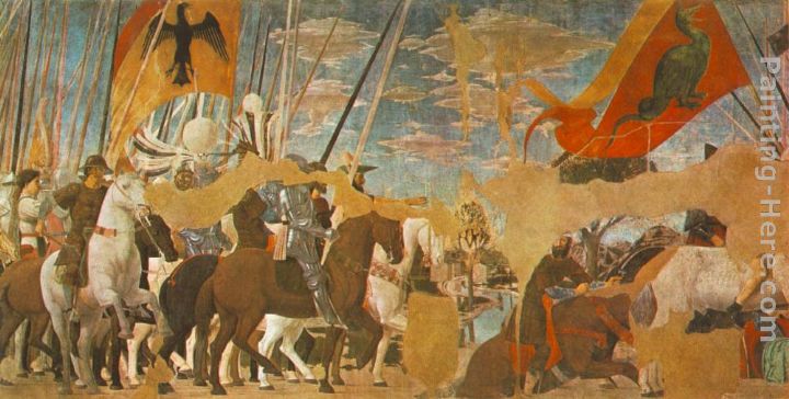 Battle between Constantine and Maxentius painting - Piero della Francesca Battle between Constantine and Maxentius art painting
